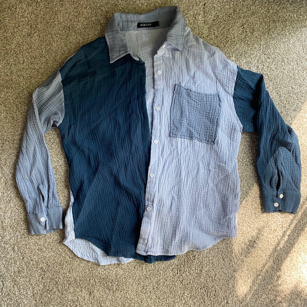 Color Block Button Down Shirt